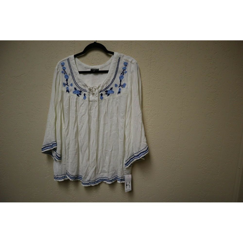 Hannah Plus Size Boho Chic Top 1x Ivory